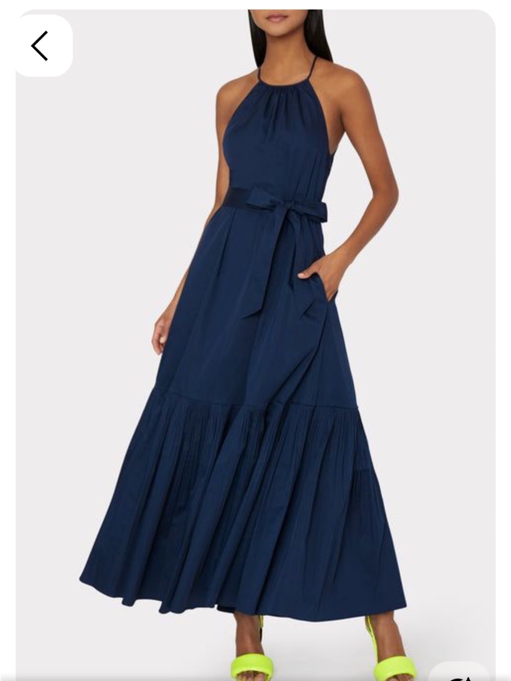 Milly Niles Poplin Navy Halter Maxi with Waist Tie Size 8